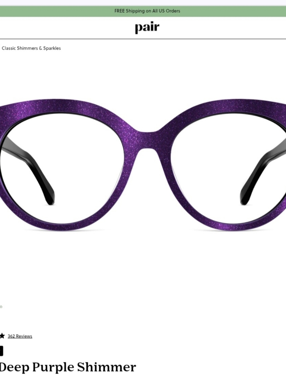 Pair Eyewear Zuri Style Magnetic Topper "The Deep Purple Shimmer"